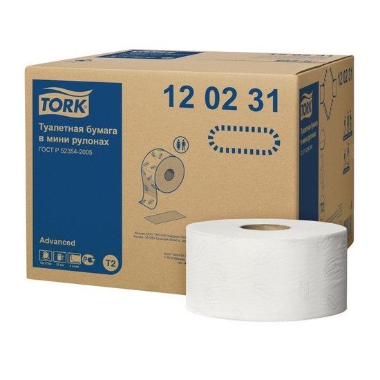 Бумага туалетная Tork Advanced T2 120231, 2-слойная, белая, 170 м рулон, 12 рул