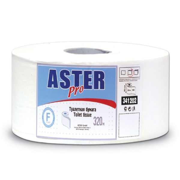 Бумага туалетная для держателей Aster 341202 2-слойная, белая, длина рул. 320 м, 6 рулонов