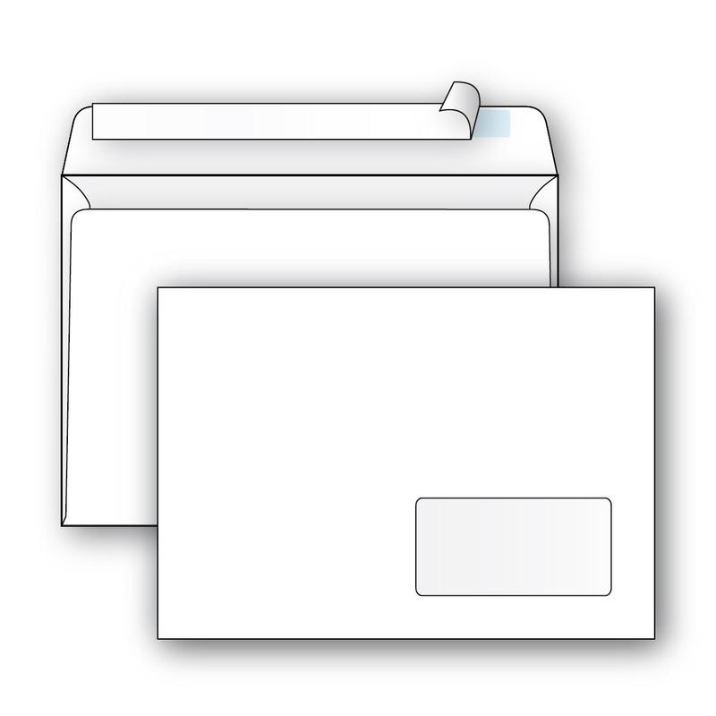 Конверт почтовый Ecopost С5 162x229 мм, правое окно, стрип, 1000 шт упак