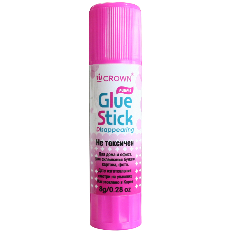 Карандаш клеящий Crown Clue Stick CG-8M 8 г, исчезающий цвет