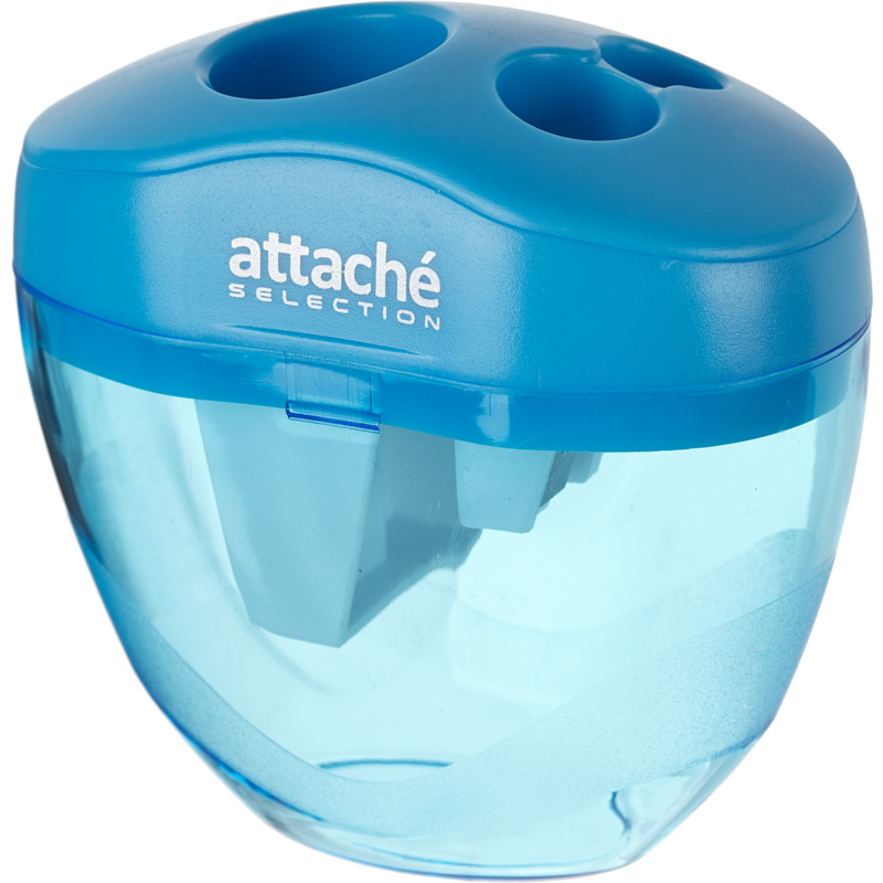 Точилка Attache Selection 3 отверстия с контейнером, цвет голубой