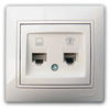 Розетка Mira, компьютер + телефон, белая ...