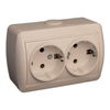 Розетка Nata двойная с заземлением, керамика, кремовая ...