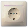Розетка Mira одинарная с заземлением, кремовая ...