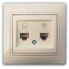 Розетка Mira, компьютер + телефон, кремовая ...