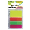 Закладки клейкие BRAUBERG неоновые пластиковые, 4 цвета ...