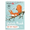 Скетчбук, белая бумага 120 г/м2 142х212 мм, 80 л., греб ...