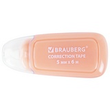 Корректирующая лента BRAUBERG COMPACT PLUS PASTEL, 5 мм х 6 м, корпус ассорти, блистер, 270551