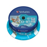 Диск CD-R 700 Mb 52х slim, Verbatim CB/25 Print 43439, 25 шт. в упак