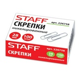 Скрепки STAFF &#34;EVERYDAY&#34;, 28 мм, никелированные, 100 шт., в картонной коробке, 226758