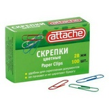 Скрепки цветные 28 мм Attache С28-100П круглые, 100 шт. упак