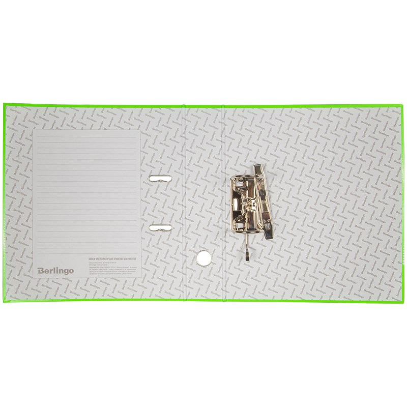 Папка-регистратор Berlingo Neon AMl70802, 70 мм, А4, ламинированная, неоновая зеленая