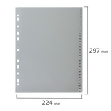 Разделитель пластиковый BRAUBERG, А4, 31 лист, цифровой 1-31, оглавление, серый, РОССИЯ, 225598