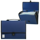 Папка-портфель пластиковая BRAUBERG ДИПЛОМАТ 226026, А4 (330х240х25 мм) 13 отделений, фактура бисер, синяя