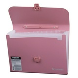 Папка-портфель пластиковая BRAUBERG 221441, А4 (327х254х30 мм), 13 отделений, розовая