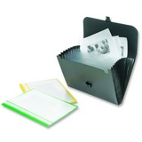 Папка портфель-картотека пластиковая ATTACHE черная, 12 отделений, А4, 216x303 мм