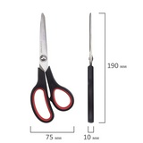 Ножницы ОФИСМАГ Soft Grip 236456, 190 мм, резиновые вставки, чёрно-красные, 3-х сторонняя заточка