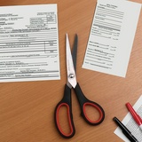 Ножницы ОФИСМАГ Soft Grip 236456, 190 мм, резиновые вставки, чёрно-красные, 3-х сторонняя заточка