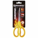 Ножницы BRAUBERG Extra 236451, 185 мм, классической формы, ребристые резиновые вставки, оранжево-желтые
