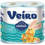Бумага туалетная Veiro classic 2-слойная, голубая 4 рулона в упак. 5C24Г