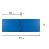 Папка на 4 кольцах большого формата А3, горизонтальная, 30 мм, синяя, 0,8 мм, BRAUBERG &#34;Стандарт&#34;, 225767