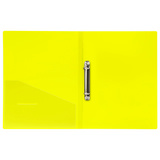 Папка на 2 кольцах BRAUBERG &quot;Neon&quot;, 25 мм, внутренний карман, неоновая, желтая, до 170 листов, 0,7 мм, 227457