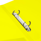 Папка на 2 кольцах BRAUBERG &quot;Neon&quot;, 25 мм, внутренний карман, неоновая, желтая, до 170 листов, 0,7 мм, 227457