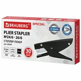 Степлер-плаер BRAUBERG Extra Easy Press 228569, №24/6, до 30 листов, металлический корпус, черный