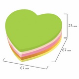 Блок-кубик фигурный BRAUBERG &quot;Сердце&quot; 126690, неоновый, 67х67 мм, 250 листов, 5 цветов