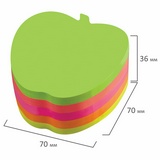 Блок-кубик фигурный BRAUBERG &quot;Яблоко&quot; 126693, неоновый, 70х70мм, 400 листов, 5 цветов