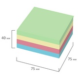 Блок самоклеящийся (стикеры) EXTRA STICKY BRAUBERG (Германия), ПАСТЕЛЬНЫЙ, 75&times;75 мм, 400 л., 4 цвета, 112440