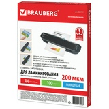 Глянцевая пленка для ламинирования BRAUBERG 531777, А4, 200 мкм 100 л