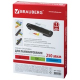 Глянцевая пленка для ламинирования BRAUBERG 530897, А4, 250 мкм 100 л