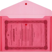 Папка-конверт на кнопке Attache КНК А4, прозрачная красная, 180 мкм, 10 шт. в упак