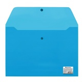 Папка-конверт с кнопкой BRAUBERG, А4, 150 мкм, до 100 л., прозрачная, синяя