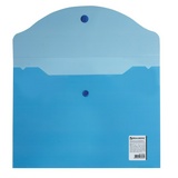 Папка-конверт с кнопкой малого формата (240х190 мм), А5, прозрачная, синяя, 0,18 мм, BRAUBERG, 224027