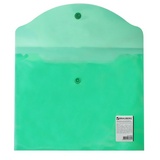 Папка-конверт с кнопкой МАЛОГО ФОРМАТА (240х190 мм), А5, прозрачная, зеленая, 0,18 мм, BRAUBERG, 224025