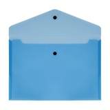 Папка-конверт на кнопке СТАММ А4, 150мкм, пластик, прозрачная, синяя