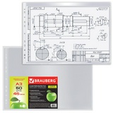 Папки-файлы А3, (297х420 мм), горизонтальные, 50 шт., 45 мкм, BRAUBERG, 221715