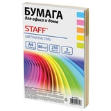 Бумага цветная STAFF COLOR 110890, А4, 80 г/м2, 250 л, 5 цв.х 50 л. цветная пастель