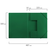 Папка на резинках BRAUBERG &quot;Office&quot; 227710, зеленая, до 300 листов, 0,5 мм