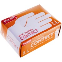 Перчатки одноразовые Paclan Contact, виниловые неопудренные, размер L, 50 шт