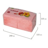 Салфетки бумажные, 250 шт., 24х24 см, ЛАЙМА, красные (пастель), 100% целлюлоза, 111950