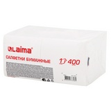 Салфетки бумажные 400 шт., 24х24 см, &quot;Big Pack&quot;, белые, 100% целлюлоза, LAIMA, 114724