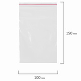 Пакеты с замком ZIP LOCK "зиплок", комплект 100 шт., 100&times;150 мм, ПВД, толщина 35 микрон, BRAUBERG, 606211