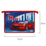 Папка для тетрадей ПИФАГОР А4, 1 отделение, картон, молния сверху, &#34;CITY RACER&#34;, 229094