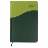 Ежедневник датированный на 2021 BRAUBERG Bond 111405, кожзам, А5, зеленый с салатовым, 138х213 мм