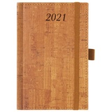 Ежедневник датированный на 2021 BRAUBERG Wood 111426, кожзам, держатель для ручки, А6, коричневый, 100х150 мм