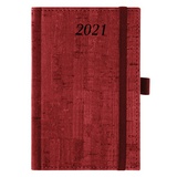 Ежедневник датированный на 2021 BRAUBERG Wood 111428, кожзам, держатель для ручки, А6, бордовый, 100х150 мм