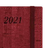 Ежедневник датированный на 2021 BRAUBERG Wood 111428, кожзам, держатель для ручки, А6, бордовый, 100х150 мм